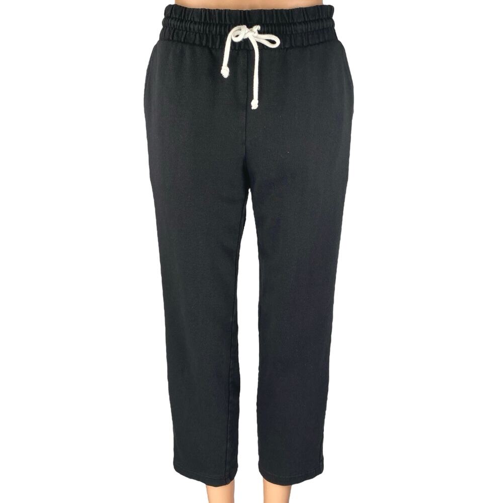 Ann Taylor LOFT Black Elastic Waist Drawstring Straight Leg Trousers Pants Sz XS